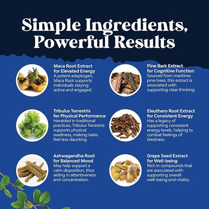 Potent Black Maca Root Capsules for Men - Herbal Wellness Supplement with Siberian Ginseng Ashwagandha and Black Maca Root - Men’s Wellness Supplement to Support General Health (Trial Size)