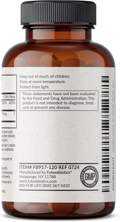 Futurebiotics Vitamin K2 with D3, 2 in 1 Support, 5000 IU Vitamin D3 & 90 mcg Vitamin K2 MK-7 Non-GMO, 120 Tablets