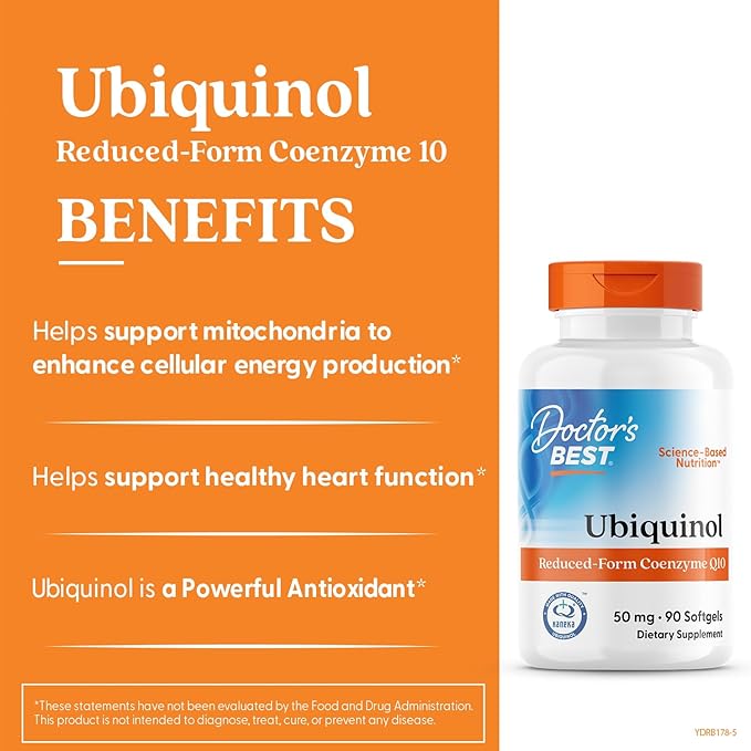 Doctor's Best Ubiquinol with Kaneka QH, Non-GMO, Gluten & Soy Free, Heart Health, 50 mg, 90 Count