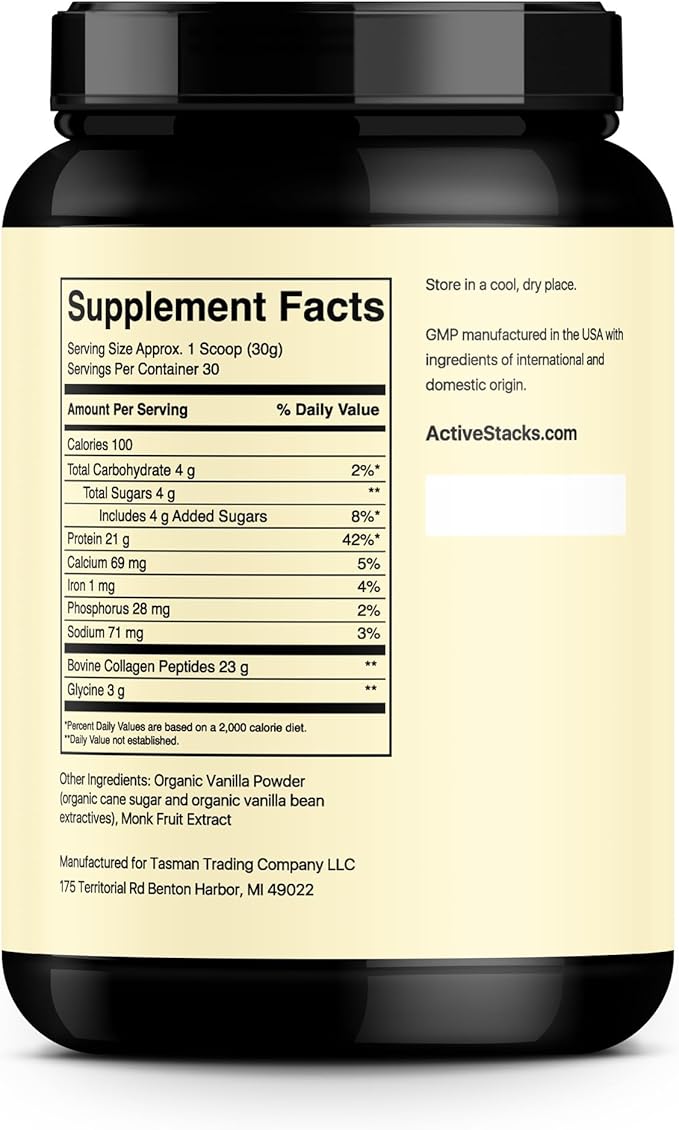 Collagen Peptides Protein Powder, Vanilla - Supports Healthy Hair, Skin, Bones and Joints for Men and Women - Easy-to-Mix Type 1 & 3 Hydrolyzed Collagen from Grass-Fed Beef, 2 Pound