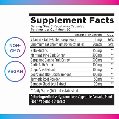 Livingood Daily Cholesterol Support Supplement with Garlic, CoQ10, Vitamin E, Bergamot, Plant Sterols for Body and Heart Health Support, Supports LDL and Triglycerides, Gluten Free, Vegan, 60 Capsules