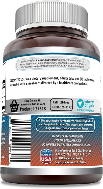 Amazing Formulas Calcium 600 Mg Plus Vitamin D3 400 IU Tablets | Non-GMO Supplement | Gluten Free | Made in USA (250, Tablets)
