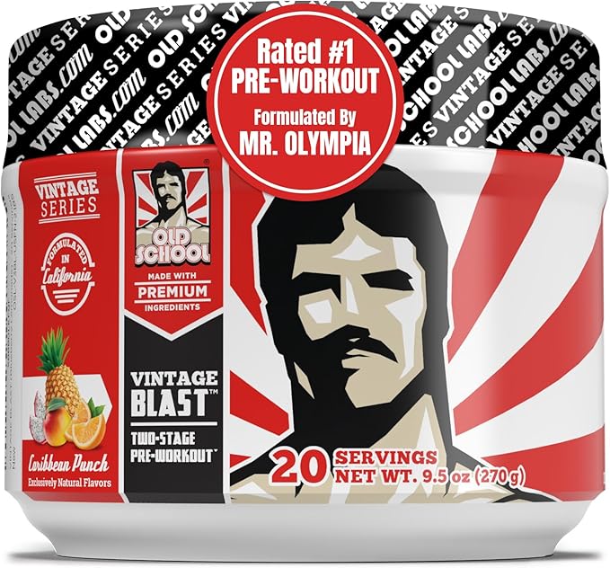 Vintage Blast - The Ultimate Two-Stage Pre Workout Supplement for Explosive Energy, Endurance, & Focus - Boost Workouts with Natural Ingredients: L-Citrulline Malate, Beta-Alanine, & Caffeine - 306g