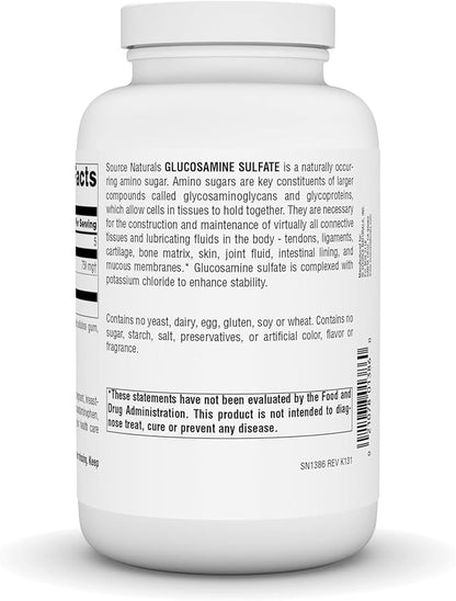 Source Naturals Glucosamine Sulfate, Sodium-Free 750 mg for Joint Support - 240 Tablets