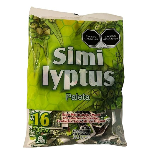 Similyptus Lollipops – Menthol, Honey & Eucalyptus with Propolis – Soothing Natural Relief for Throat & Cough/Paletas Similyptus Mentol Miel Eucalipto con Propóleo Dr. Simi - 16 pzs