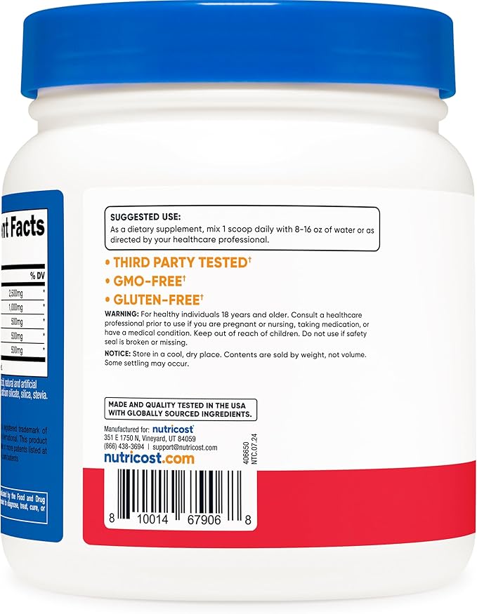 Nutricost L-Arginine Complex (Fruit Punch, 60 Servings) - Gluten Free, Non-GMO