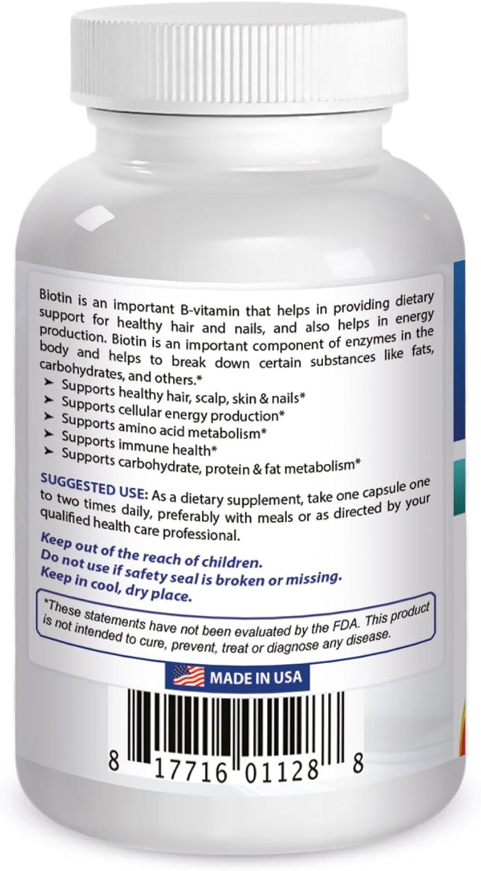 Best Naturals Maximum Potency Biotin 10,000 Mcg for Healthier and Longer Hair Growth Support Formula, 200 Count