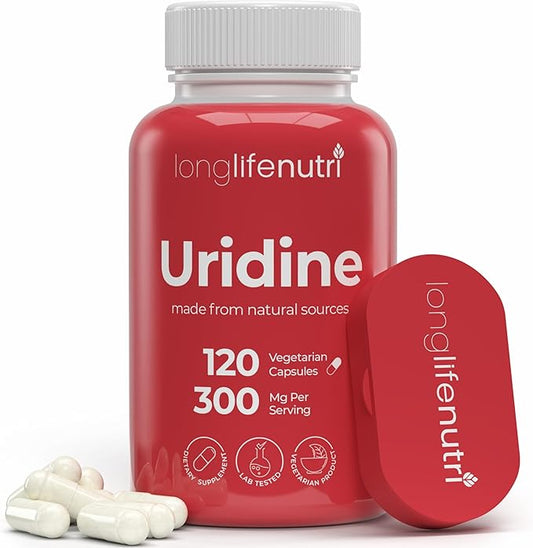 Uridine Monophosphate 300mg – Choline Precursor & Synaptic Function, Nootropic for Focus & Mental Performance, 120 Vegetarian Capsules, 4-Month Supply, GMP Certified, Made in USA