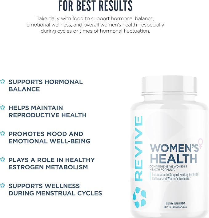 Revive MD Hormone Balance for Women - Hormone Support with Myo-Inositol, Chaste Berry, DIM, Vitamin C & E and Evening Primrose Oil - Women's Health Supplements for Hormonal Balancing - 180 Capsules
