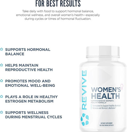 Revive MD Hormone Balance for Women - Hormone Support with Myo-Inositol, Chaste Berry, DIM, Vitamin C & E and Evening Primrose Oil - Women's Health Supplements for Hormonal Balancing - 180 Capsules