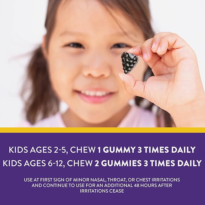 Nature's Way Sambucus Kids Cough Relief +(1) Immune Gummy*, Feel Better Faster(1), Clinically Proven South African Geranium, with Elderberry, Vitamin C & Zinc, Gluten Free, Vegetarian, 36 Gummies