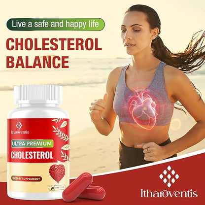 Cholesterol Supplements with Plant Sterols, Niacin, Red Yeast Rice, Bergamot, Omega-3 & Garlic - Max Absorption - 270 Softgels