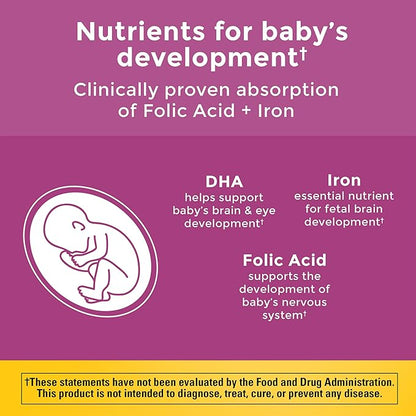 Nature Made Prenatal with Folic Acid + DHA, Prenatal Vitamin and Mineral Supplement for Daily Nutritional Support, 90 Softgels, 90 Day Supply