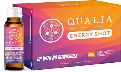 Qualia Energy Shot: Naturopathic Doctor-Formulated w/Ginseng, Lutein, Taurine, B. Vitamin Complex, Magnesium | Combats Brain Fog, Enhances Focus, Productivity | Zero Artificial Ingredients | 10 Shots