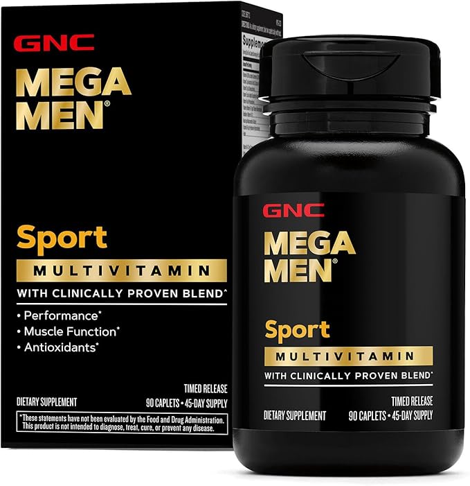 Mega Men Sport Multivitamin Caplets, Athletic Performance Nutrition, Muscle Function, Clinically Proven to Feel Better, Antioxidants, B Vitamins, Energy Production, Timed Release, 90 ct, 45 svgs