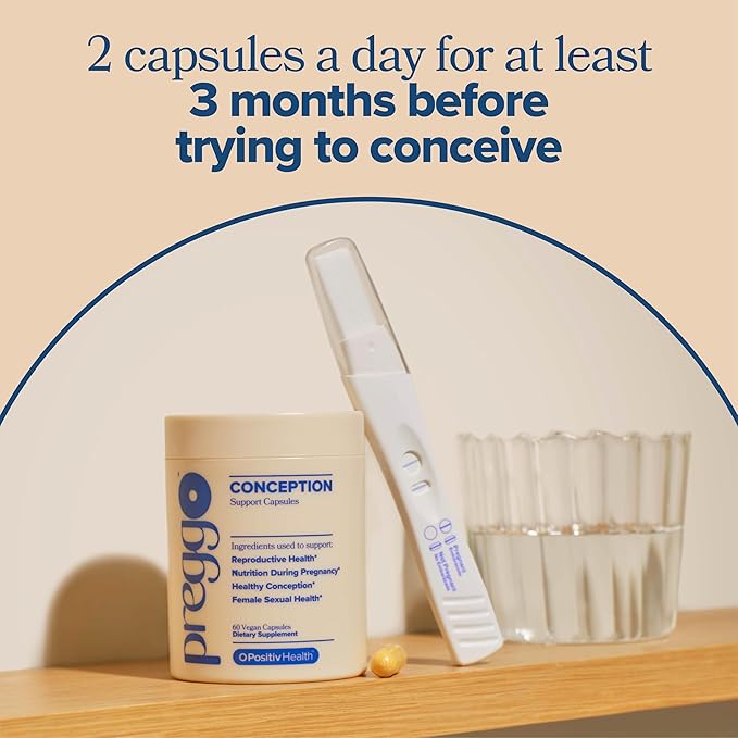 O Positiv Preggo Conception Support Capsules for Women - OBGYN-Formulated Pre Prenatal Vitamins with Clinically-Studied Ingredients - CoQ10, N-Acetyl Cystein - Female Sexual Health, 60 Ct (Pack of 1)