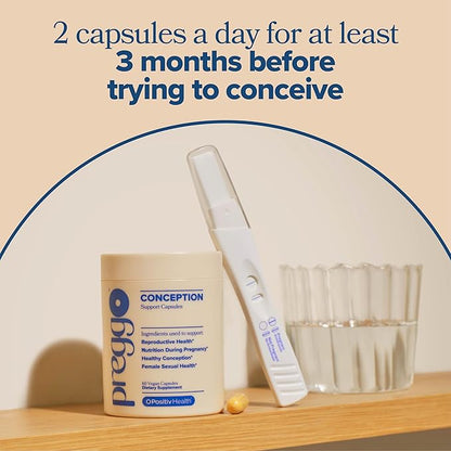 O Positiv Preggo Conception Support Capsules for Women - OBGYN-Formulated Pre Prenatal Vitamins with Clinically-Studied Ingredients - CoQ10, N-Acetyl Cystein - Female Sexual Health, 60 Ct (Pack of 1)