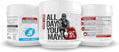 5% Nutrition Rich Piana AllDayYouMay Caffeinated BCAA Energy Powder | Premium Pre Workout Amino Energy & Electrolytes | Hydration, Endurance & Recovery | 16.3 oz, 30 Servings (Southern Sweet Tea)