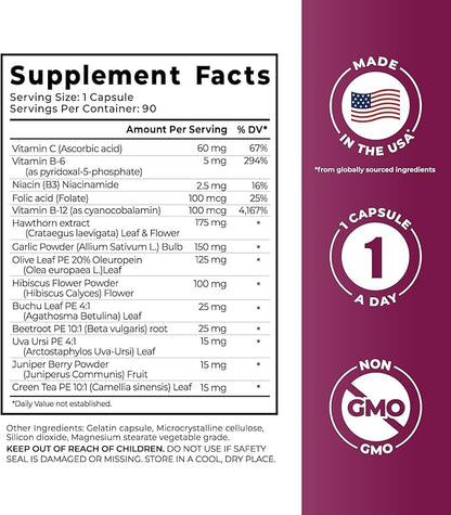 PurePremium Beet Root Capsules for Normal Blood Pressure Support - with Beetroot, Hawthorn, Hibiscus - Beets Supplements for Normal Nitric Oxide - 90 Capsules