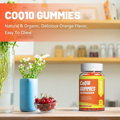 CoQ10 Gummies 200mg, Vegan Supplement for Energy Production, Non-GMO, Gluten Free (120 Gummies)