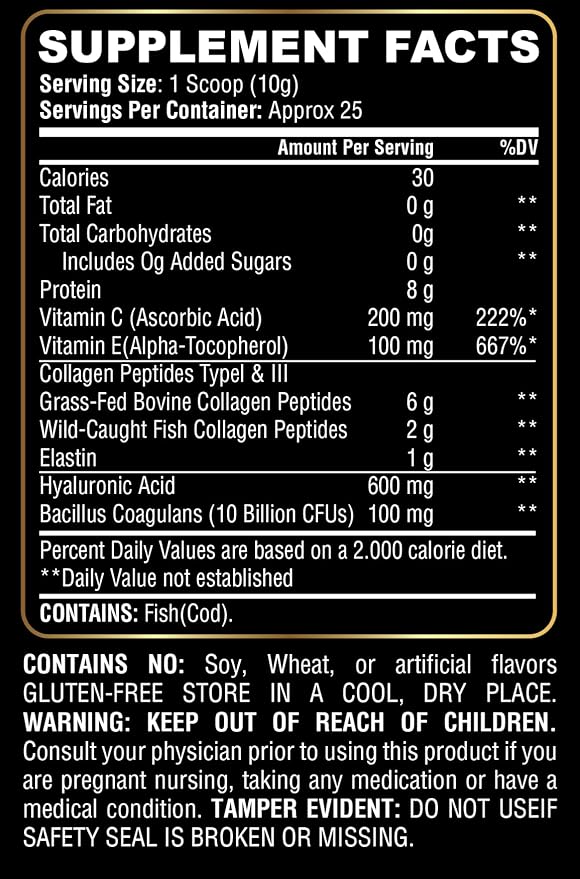 Marine Collagen Peptides Supplement | Unflavored Powder for Skin, Hair, Nails, Joint & Bone Health - 8.8185 oz | Easily Digestible, Mixes in Hot or Cold Liquids | Adult Wellness Support