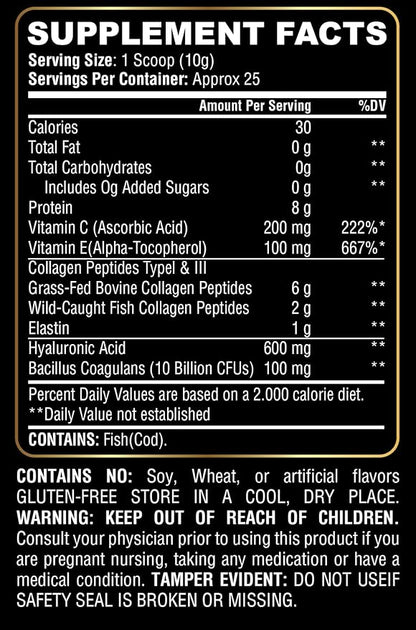 Marine Collagen Peptides Supplement | Unflavored Powder for Skin, Hair, Nails, Joint & Bone Health - 8.8185 oz | Easily Digestible, Mixes in Hot or Cold Liquids | Adult Wellness Support