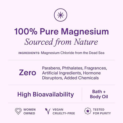 Topical Magnesium Oil Spray | Mood, Cycle & Stress Support | PMS, PCOS, Fertility, Menopause, Hormone Balance, Cramps | Pure Magnesium Chloride, Science-Backed | Rapid Skin Absorption