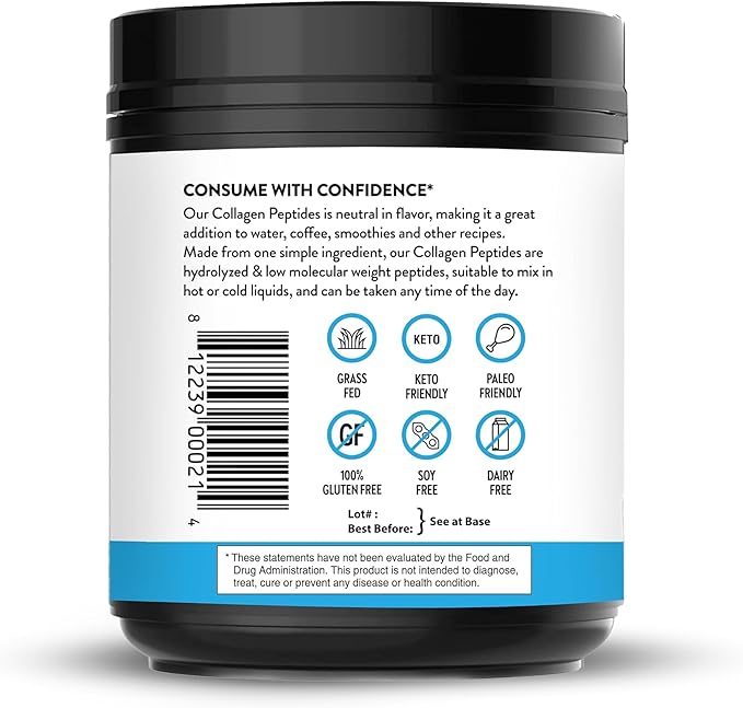 Sandhu's Collagen Peptides Powder|1 lb, 22 Servings Unflavored| Grass-Fed Hydrolyzed Bovine Collagen |Made in USA| Supports Youthful Skin, Hair, Nails, Mobility, Flexibility, Joint & Bone Health