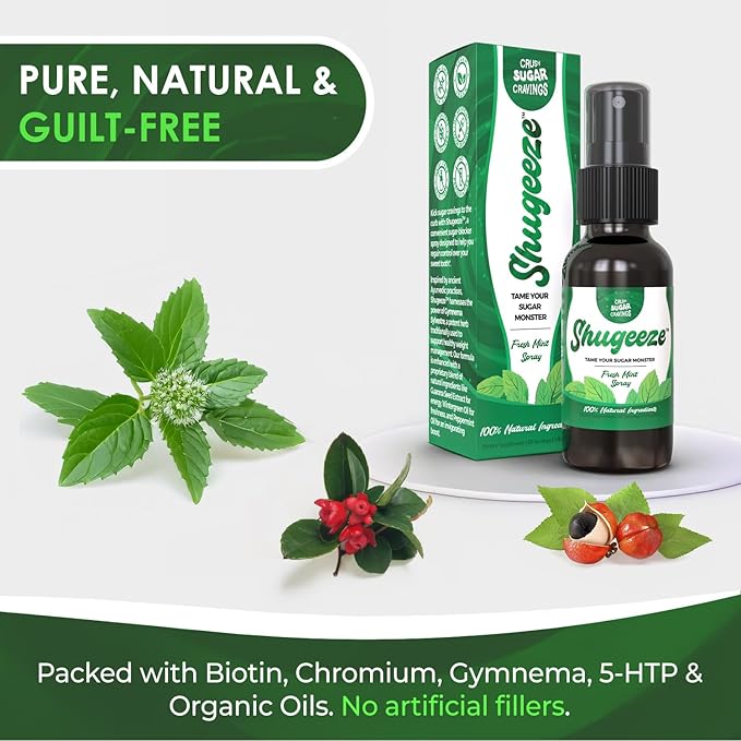 Sugar Craving Suppressant Mint Oral Spray - Fast-Acting, All-Natural Formula with Gymnema Sylvestre Extract - Sugar Blocker Supplement for Appetite Control - 1 oz