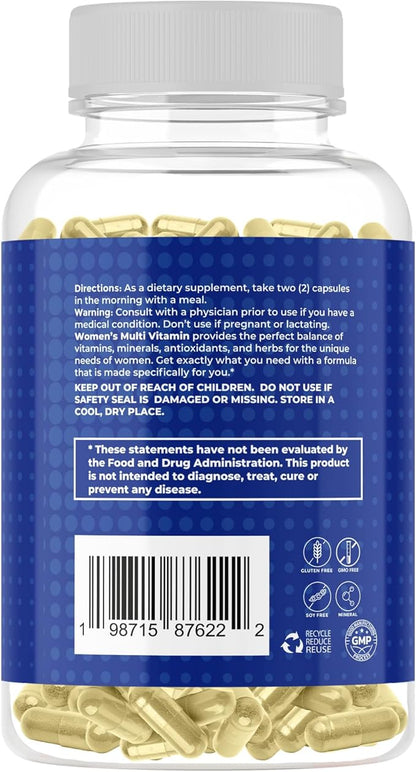 37-in-1 Women's Multivitamin for Immune & Stress Support, Energy Booster, Bone & Skin Health, Hair Growth & Overall Wellness | Vitamin C, D3, Folic Acid, B-Complex, Biotin, Zinc & More | 60 Ct