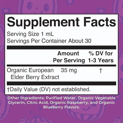MaryRuth Organics Cocomelon Toddler Elderberry Syrup, USDA Organic Elderberry, Sugar Free Kids Immune Support Supplement for Ages 1-3 Years, Clean Label Project Verified®, Vegan, Gluten Free, 1 Fl Oz