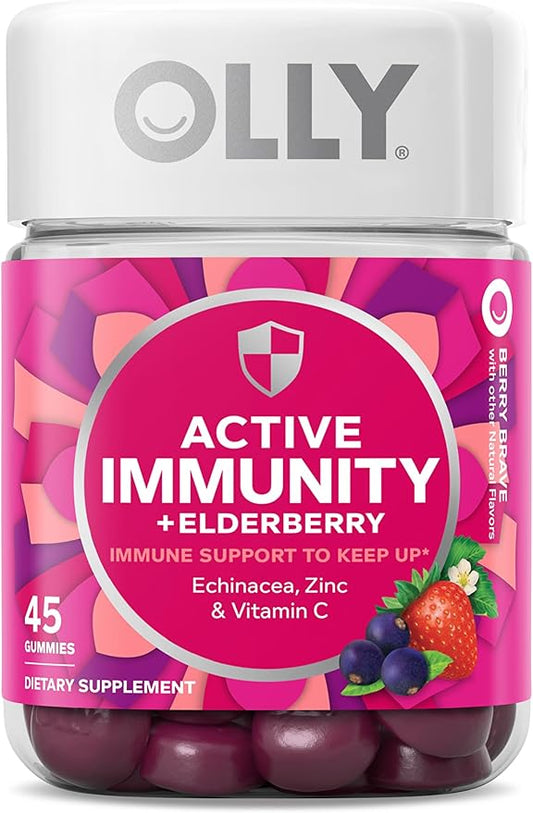 OLLY Collagen Gummy Rings, 30 Count Gummy Active Immunity+Elderberry, 45 Gummies Bundle