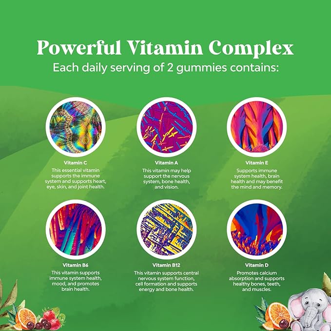 Plant Based Kids Multivitamin Gummies - Multivitamin for Kids Immunity Support Gummies with Vitamins A C D3 E B and Zinc Gelatin and Gluten Free Non-GMO Vitamins Gummy Formula 180ct