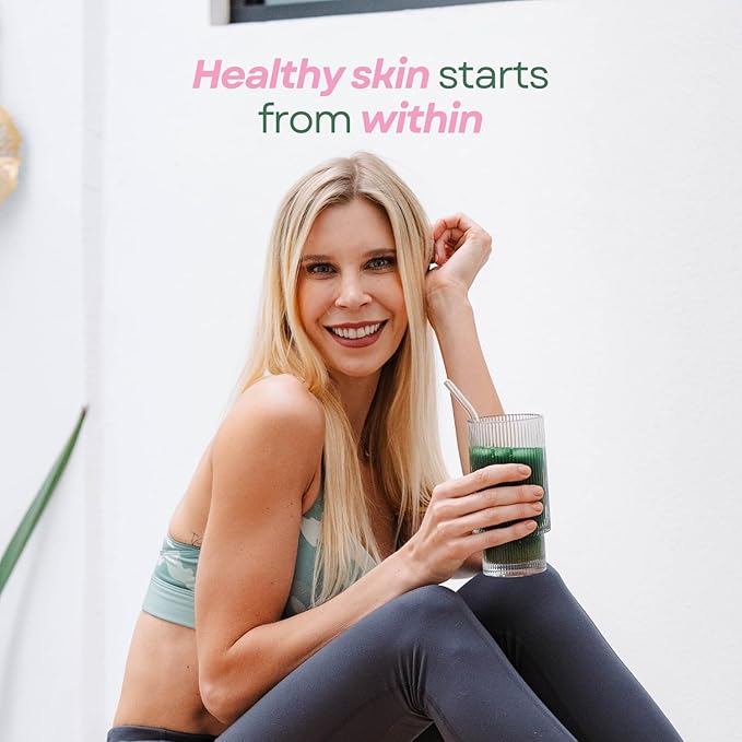 Glow Greens Powder, Collagen with Probiotics, Vitamins, Digestive Enzymes, Superfoods, Gut Health, Bloating Relief, Radiant Skin, Natural Glow, Spirulina, 30 SVG, Pineapple Coconut