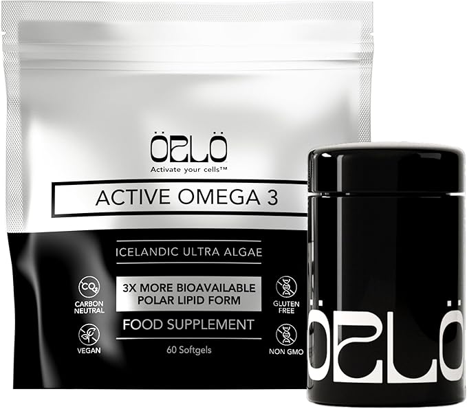 Orlo Omega 3 - Triple Strength Vegan Omega3s Supplement - Plant Based DHA & EPA Fatty Acids - Algae Omega-3 Oil - Krill or Fish Oil Alternative (60 Mini Softgels Kit)