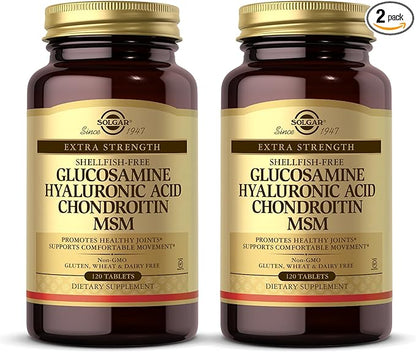 SOLGAR Glucosamine Hyaluronic Acid Chondroitin MSM - 120 Tablets, Pack of 2 - Promotes Healthy Joints, Supports Comfortable Movement - Non-GMO, Gluten Free - 80 Total Servings