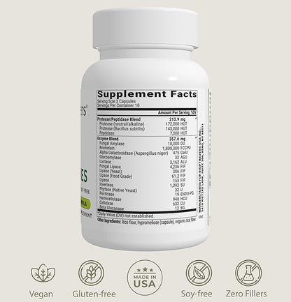 BIOptimizers MassZymes Digestive Enzymes Supplement – Max Nutrient Absorption, Boost Energy, Reduce Bloating – Health Vegan Dairy-Free – Muscle Recovery, Gut Health & Clarity - 100,000 Units 30 Caps