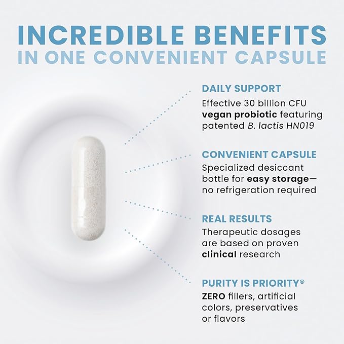 Pure TheraPro Rx Power Probiotic Daily - 30 Acid-Resistant Capsules | 4 Proven Strains - 30 Billion CFU/Capsule | Patented Activ-Vial Desiccant Bottle to Ensure Freshness | NO Refrigeration Required