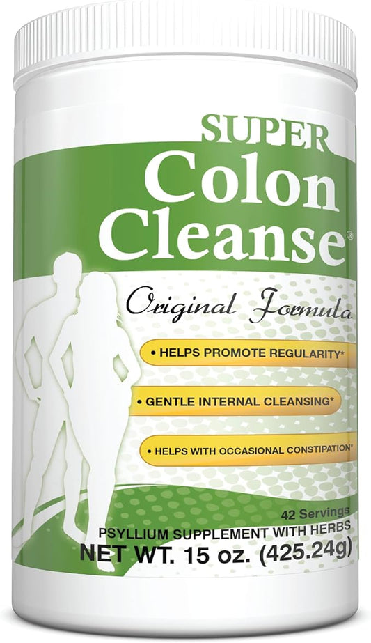 Health Plus Super Colon Cleanse Original Formula (1990-2025), 15 oz Powder, 42 Servings - Natural Detox, Digestive Support, Constipation Relief & Gentle Gut Cleanse