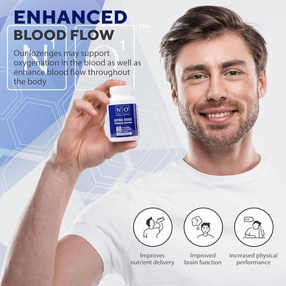 Nitric Oxide Lozenges for Heart Health Support - Dietary Supplement for Blood Flow, Oxygenation and Blood Pressure - 120 Count