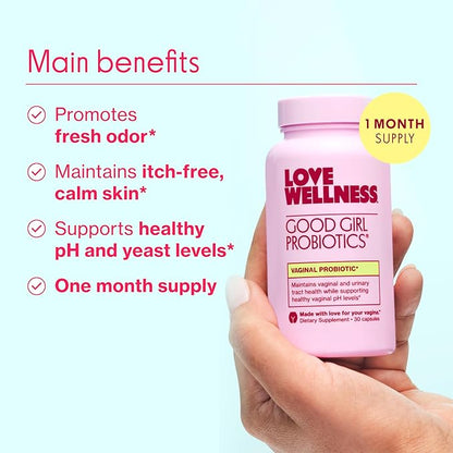 Love Wellness Good Girl Probiotics and Healthy V Vitamin | Womens Wellness Duo | Womens Probiotics Supplements for pH Balance and Vaginal Health