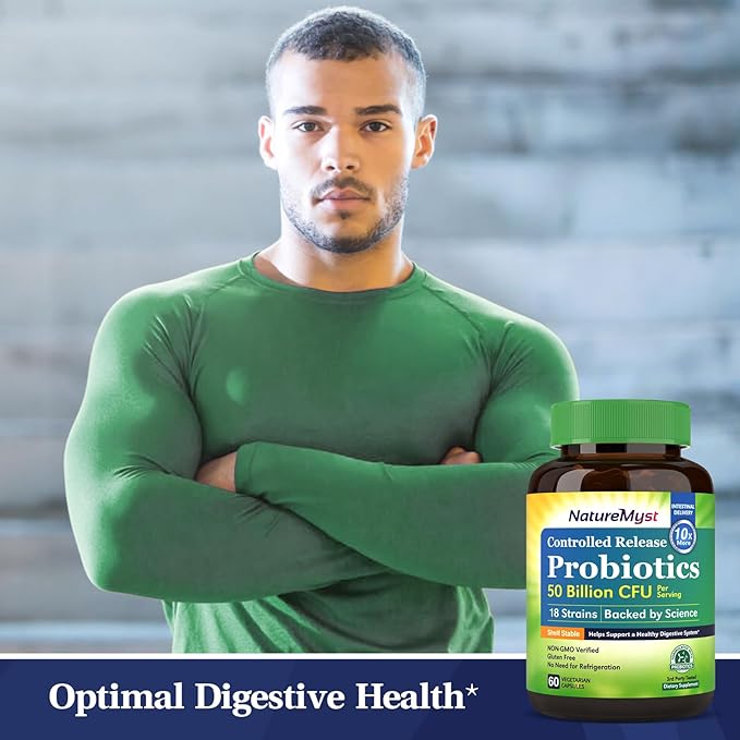 Probiotics 50 Billion per Serving, 18 Probiotic Strains, 60 Veggie Capsules - Non-GMO, Gluten Free