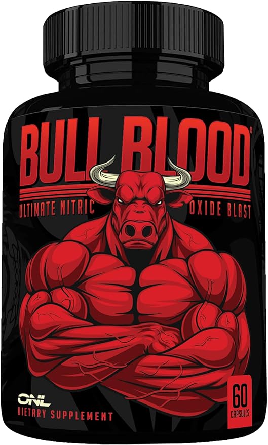 Bull Blood Nitric Oxide Supplement for Men - Nitrous Oxide Booster - L Arginine Pills - Pre Workout & Blood Flow for Men - Nitric Oxide Booster for Enhancing Male Strength & Energy - 60Ct