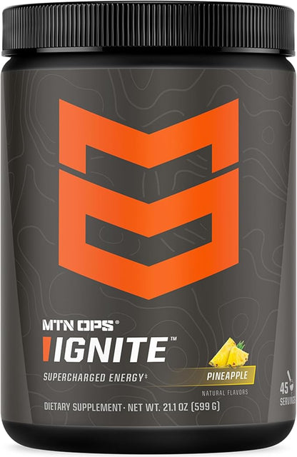MTN OPS Ignite Supercharged Energy Drink Mix 45-Serving Tub, Pineapple Crush