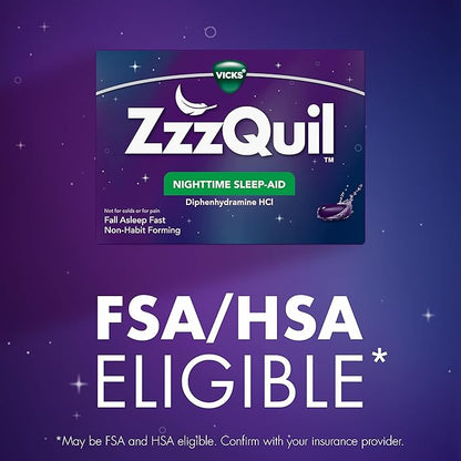 ZzzQuil LiquiCap Sleep Aid, Diphenhydramine 25mg HCl, Sleep Aids for Adults, Nighttime Sleep Aid, 72 LiquiCaps
