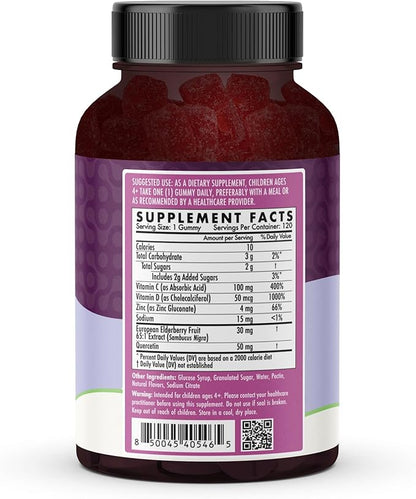 The Wellness Company Super Immune Elderberry Gummies | 120 Gummies (2 Month Supply) | with Zinc and Vitamin C | Non-GMO, Gluten-Free | Supports Immune Health