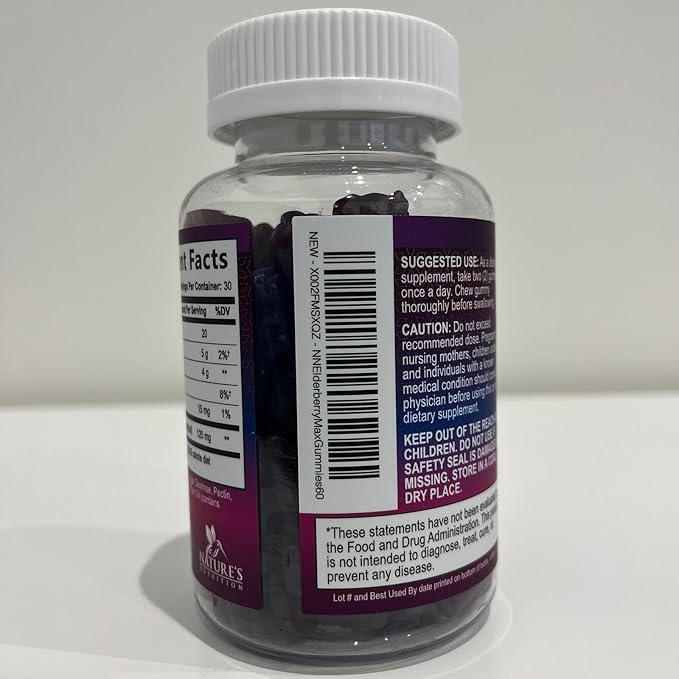 Sambucus Elderberry Immune Gummies - Daily Immune Support for Kids & Adults - Super Concentrated 35:1 Extract, Equivalent to 4200mg of Elderberries, Black Elder Berry Vitamin Supplement - 60 Gummies