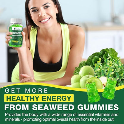 2 Pack Sea Moss Gummies - 120 Vegan Irish Moss Gummy Bears - Made with Natural & Organic Sea Moss Gel,Bladderwrack & Burdock Root - Seamoss Supplement fo Energy, Immune Support