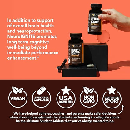 NeuroIGNITE Brain Supplement for Cognition - 30 Count - Cognitive Support with St. John's Wort, Ginkgo Biloba, Bacopa, Phosphatidylserine and Nootropics - Non-GMO Capsules, 1-Month Supply