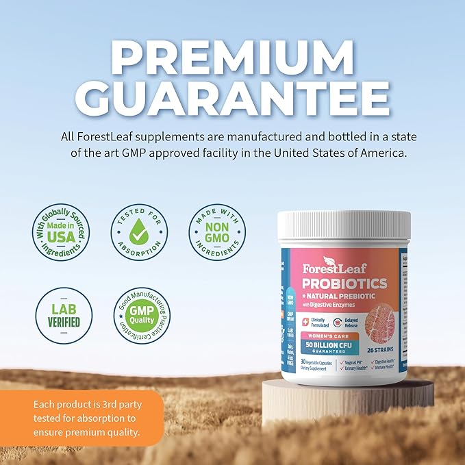 Probiotics for Women, 50 Billion CFU, 26 Unique Strains, Women's Probiotic and Prebiotics Support Digestive Health, w/ Cranberry, Hibiscus & D-Mannose for Vaginal PH Balance, Urinary, Gut (30 Caps)